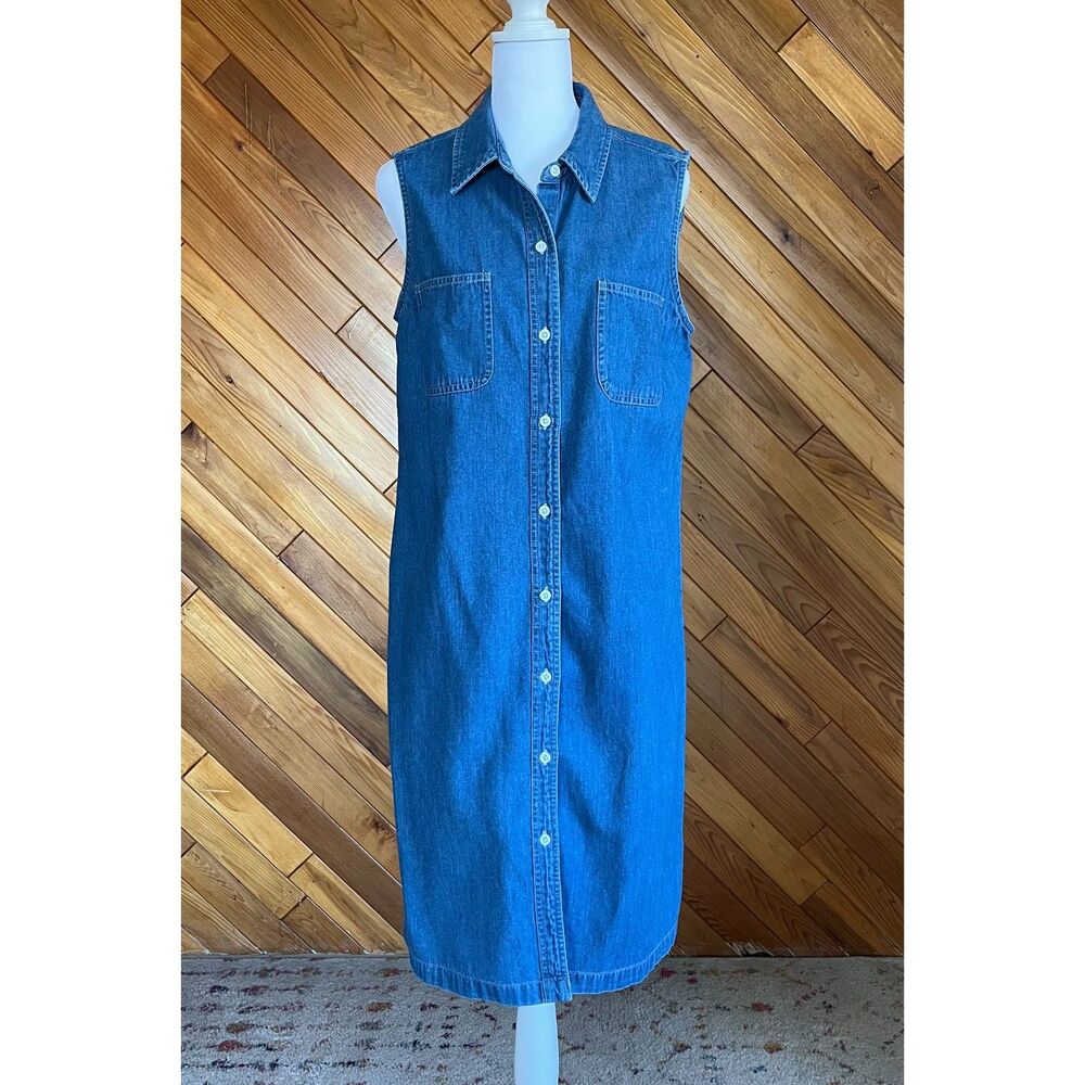 Vintage 80s/90s Sleeveless Denim Shirt Dress